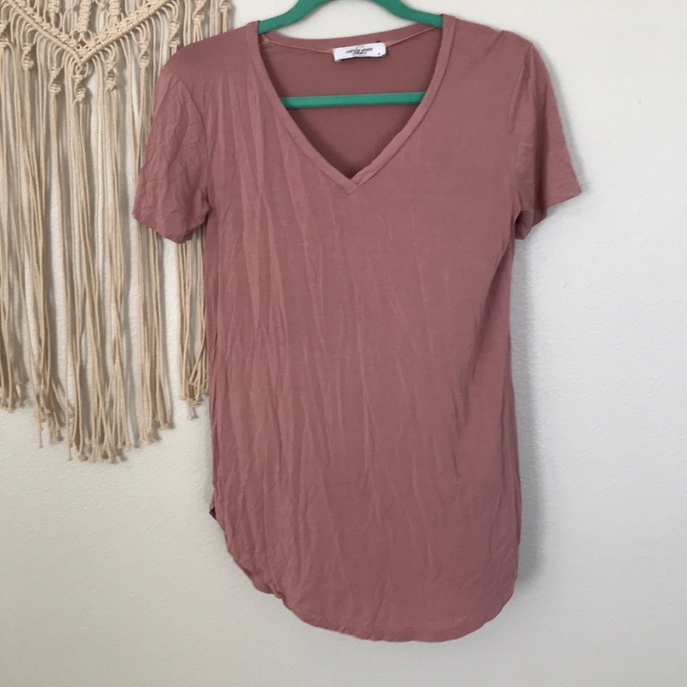 Carly Jean Rose Super Soft V neck Tee